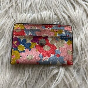 Coach Peyton Floral Slim ID Print Card Case Wallet Logo Multicolor